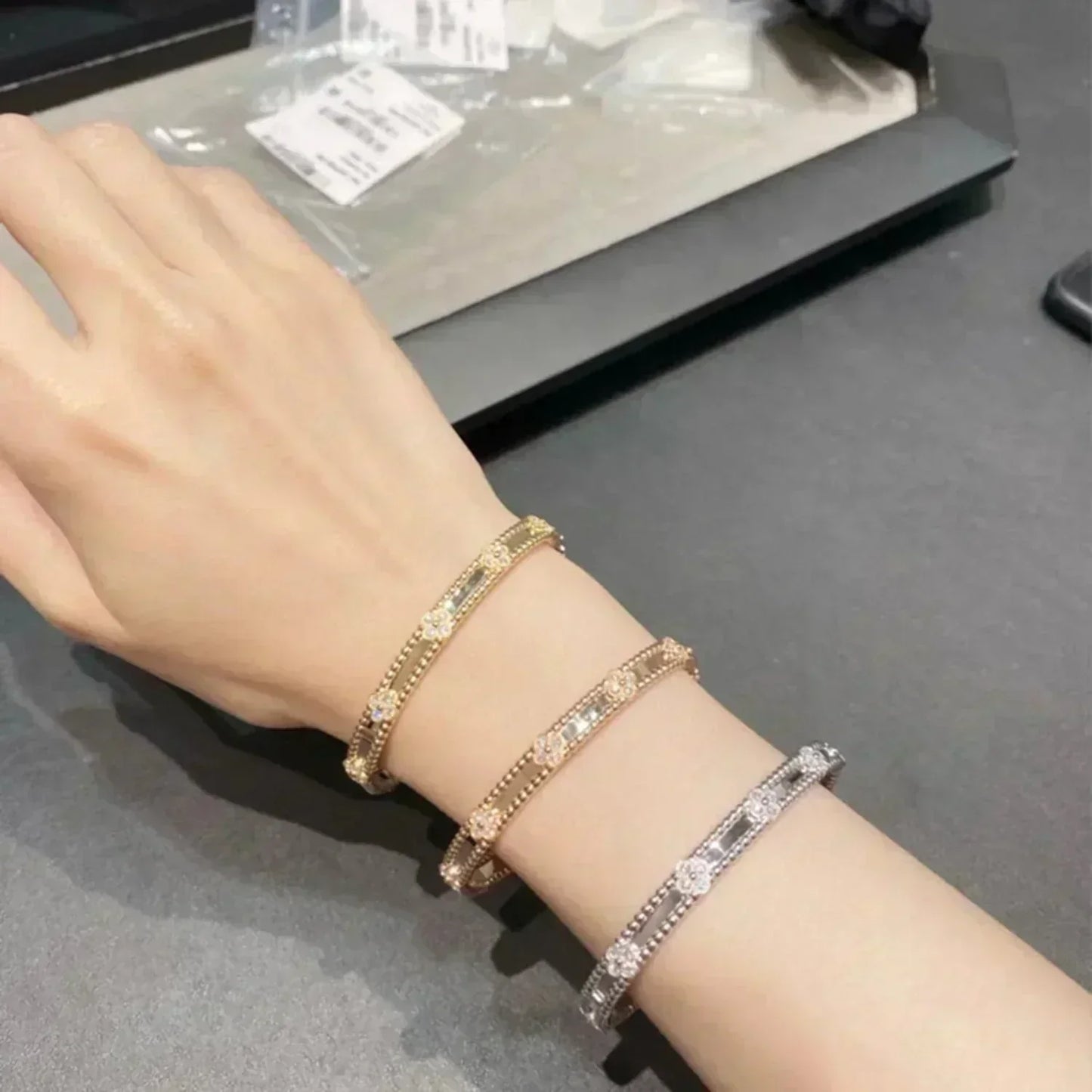 [Vintora]BRACELET CLOVER DIAMANTS 4MM