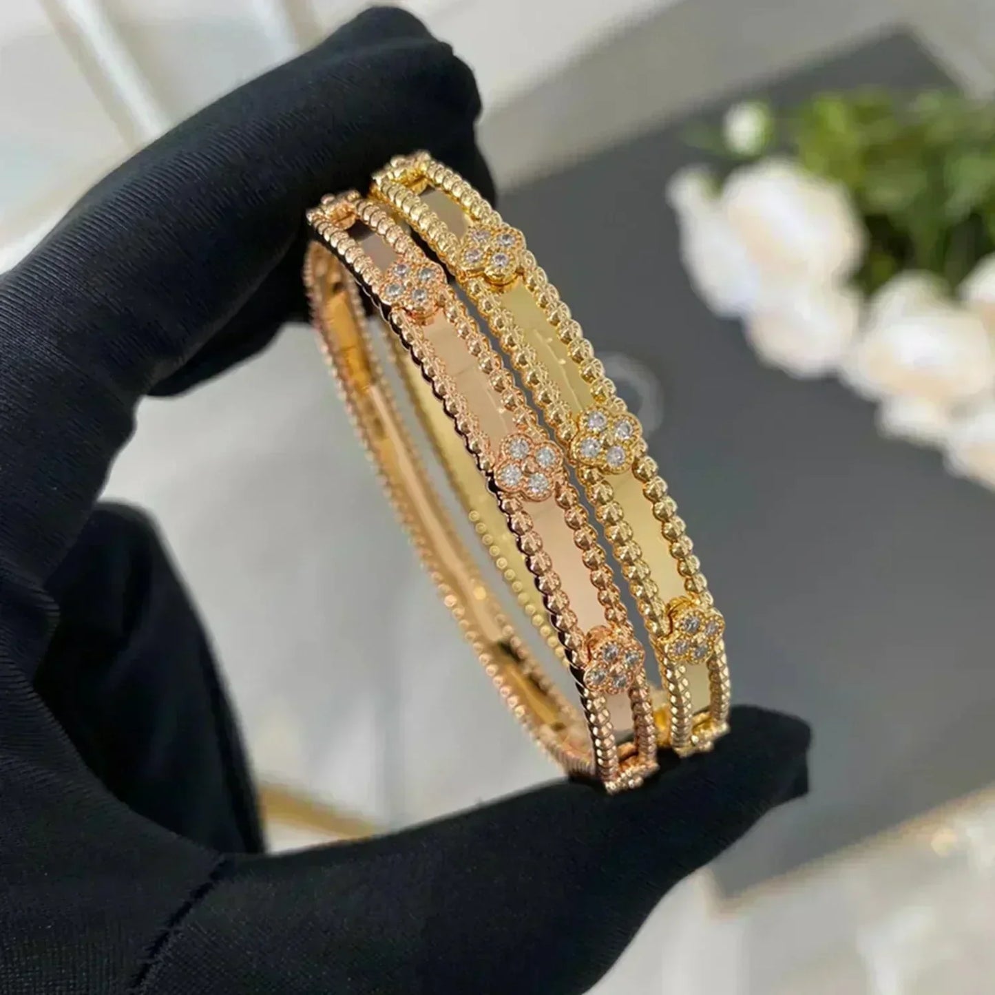 [Vintora]BRACELET CLOVER DIAMANTS 4MM