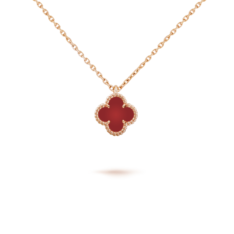 [Vintora]COLLIER TRÈFLE MINI 9,5 MM CORNALINES BLANCHES