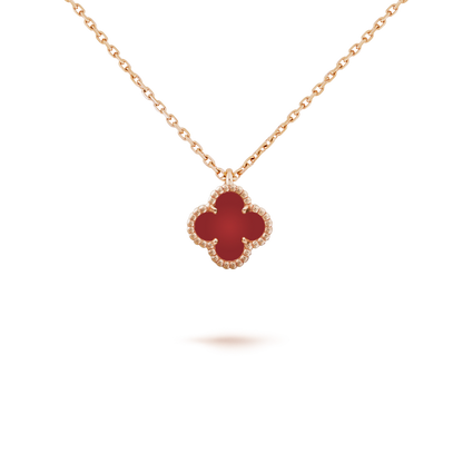 [Vintora]COLLIER TRÈFLE MINI 9,5 MM CORNALINES BLANCHES