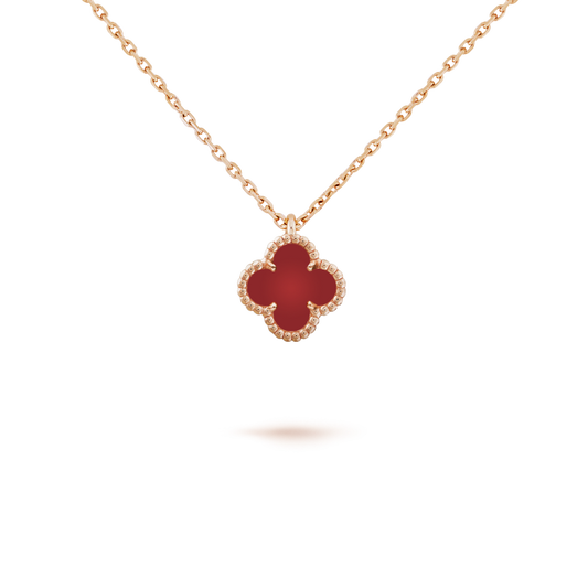 [Vintora]COLLIER TRÈFLE MINI 9,5 MM CORNALINES BLANCHES