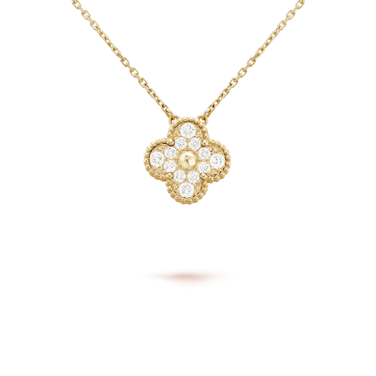 [Vintora]COLLIER FLEUR UNIQUE DIAMANT TRÈFLE 15MM