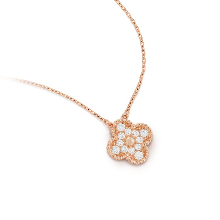 [Vintora]COLLIER FLEUR UNIQUE DIAMANT TRÈFLE 15MM