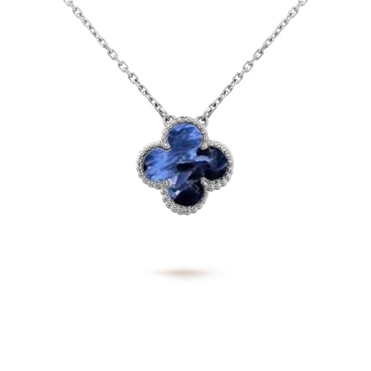 [Vintora]COLLIER TRÈFLE 15MM PIETERSITE ARGENT
