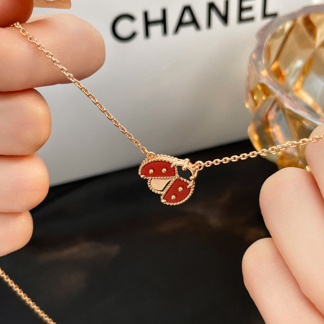 [Vintora]COLLIER COCCINELLE CORNALINES LUCKY