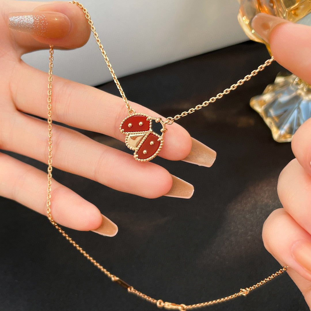 [Vintora]COLLIER COCCINELLE CORNALINES LUCKY