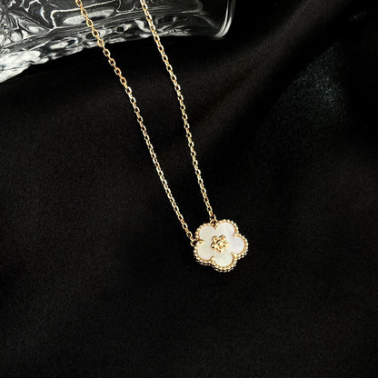 [Vintora]COLLIER FLEUR DE PRUNIER BLANC PORTE-BONHEUR