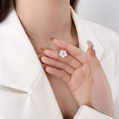 [Vintora]COLLIER FLEUR DE PRUNIER BLANC PORTE-BONHEUR
