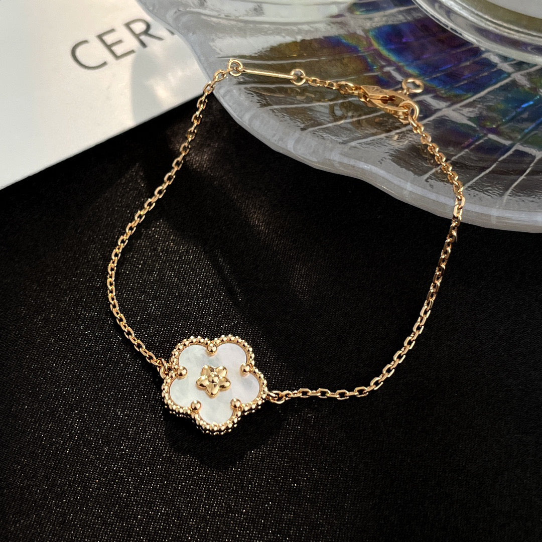 [Vintora]BRACELET PRUNIER BLANC PORTE-BONHEUR MOP