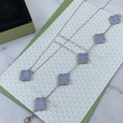 [?Vintora] CLOVER 5 MOTIF PURPLE CHALCEDONY BRACELET COLLECTION