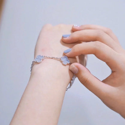 [?Vintora] CLOVER 5 MOTIF PURPLE CHALCEDONY BRACELET COLLECTION