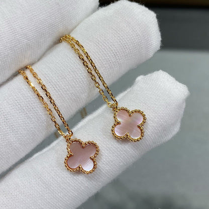 [Vintora]COLLIER FLEUR UNIQUE CLOVER 15MM NACRE ROSE