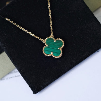 [Vintora]COLLIER FLEUR UNIQUE 15MM MALACHITE CLOVER