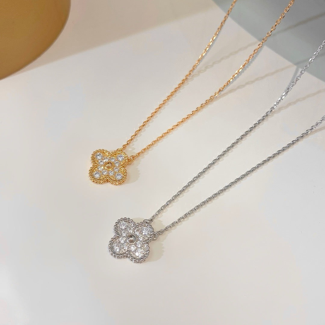 [Vintora]COLLIER FLEUR UNIQUE DIAMANT TRÈFLE 15MM