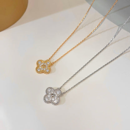 [Vintora]COLLIER FLEUR UNIQUE DIAMANT TRÈFLE 15MM