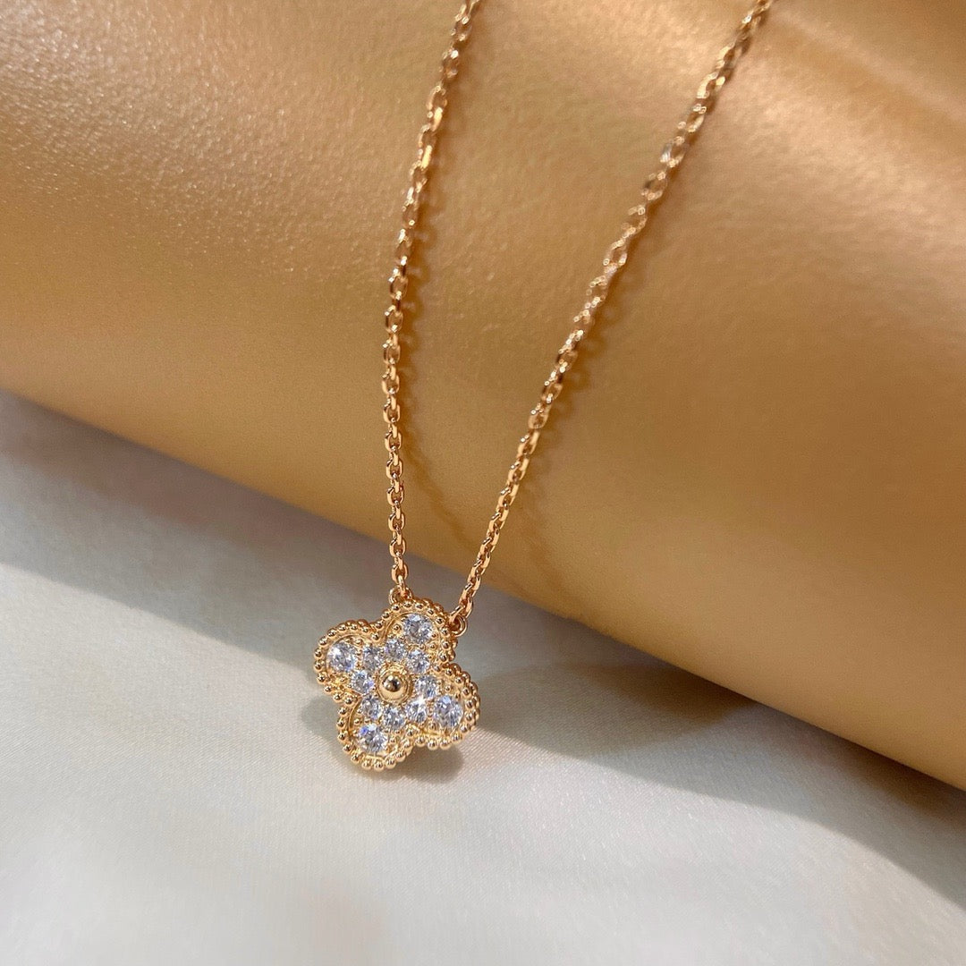 [Vintora]COLLIER FLEUR UNIQUE DIAMANT TRÈFLE 15MM