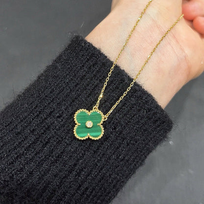 [Vintora]COLLIER TRÈFLE 15MM DIAMANT TURQUOISE