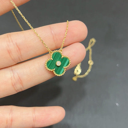 [Vintora]COLLIER TRÈFLE 15MM DIAMANT TURQUOISE