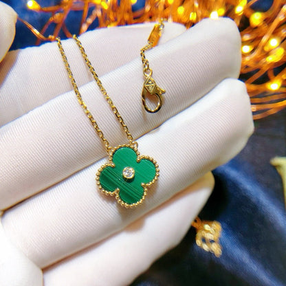 [Vintora]COLLIER TRÈFLE 15MM DIAMANT TURQUOISE
