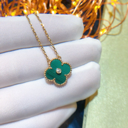 [Vintora]COLLIER TRÈFLE 15MM DIAMANT TURQUOISE