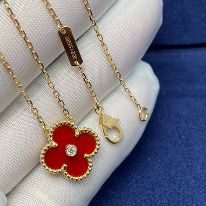 [Vintora]COLLIER TRÈFLE 15MM DIAMANT CORNALINE