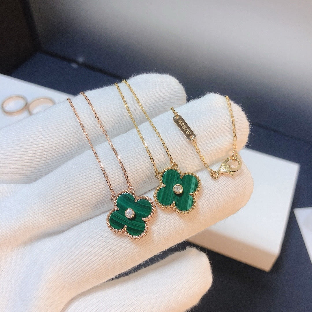 [Vintora]COLLIER TRÈFLE 15MM DIAMANT TURQUOISE