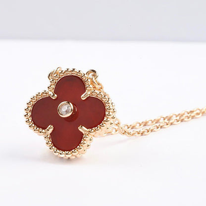[Vintora]COLLIER TRÈFLE 15MM DIAMANT CORNALINE