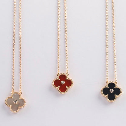 [Vintora]COLLIER TRÈFLE 15MM DIAMANT CORNALINE