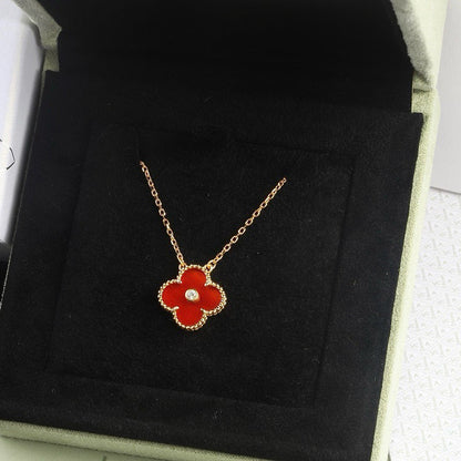 [Vintora]COLLIER TRÈFLE 15MM DIAMANT CORNALINE