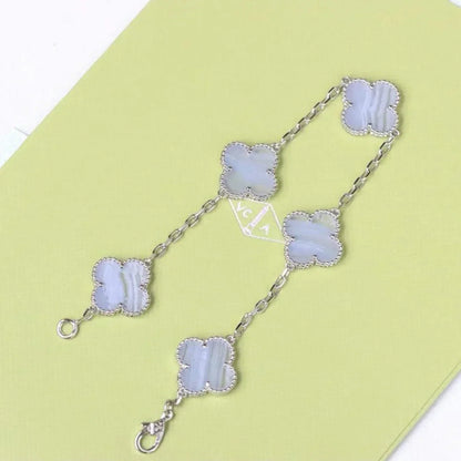 [?Vintora] CLOVER 5 MOTIF PURPLE CHALCEDONY BRACELET COLLECTION