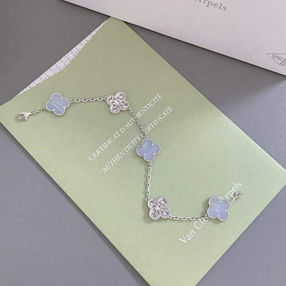 [?Vintora] CLOVER 5 MOTIF PURPLE CHALCEDONY BRACELET COLLECTION