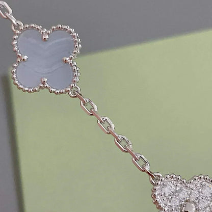 [?Vintora] CLOVER 5 MOTIF PURPLE CHALCEDONY BRACELET COLLECTION