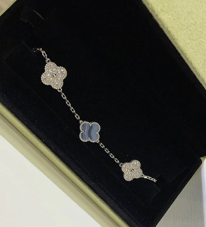[?Vintora] CLOVER 5 MOTIF PURPLE CHALCEDONY BRACELET COLLECTION