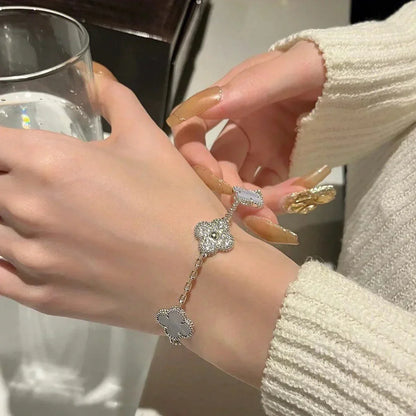 [?Vintora] CLOVER 5 MOTIF PURPLE CHALCEDONY BRACELET COLLECTION