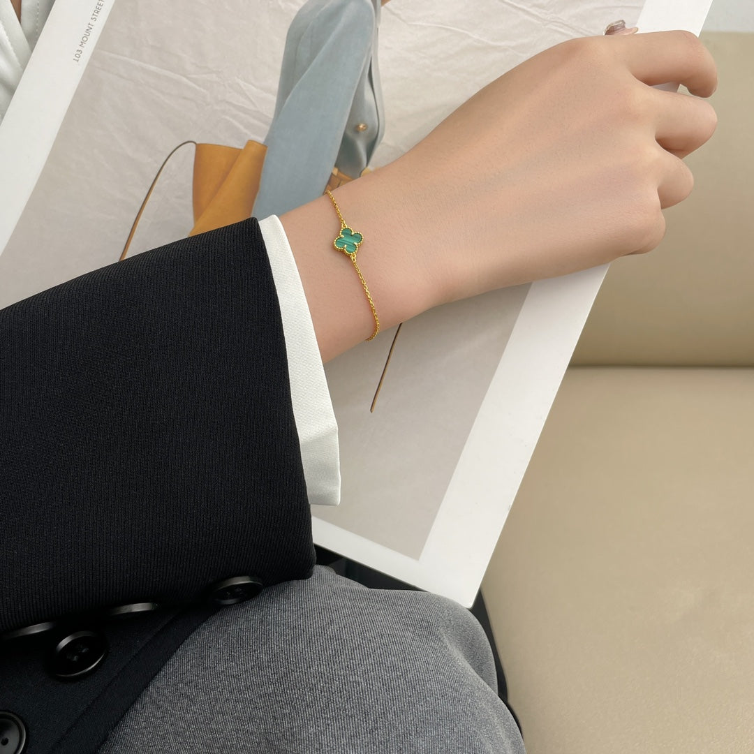 [Vintora]BRACELET CLOVER MALACHITE 1 MOTIF