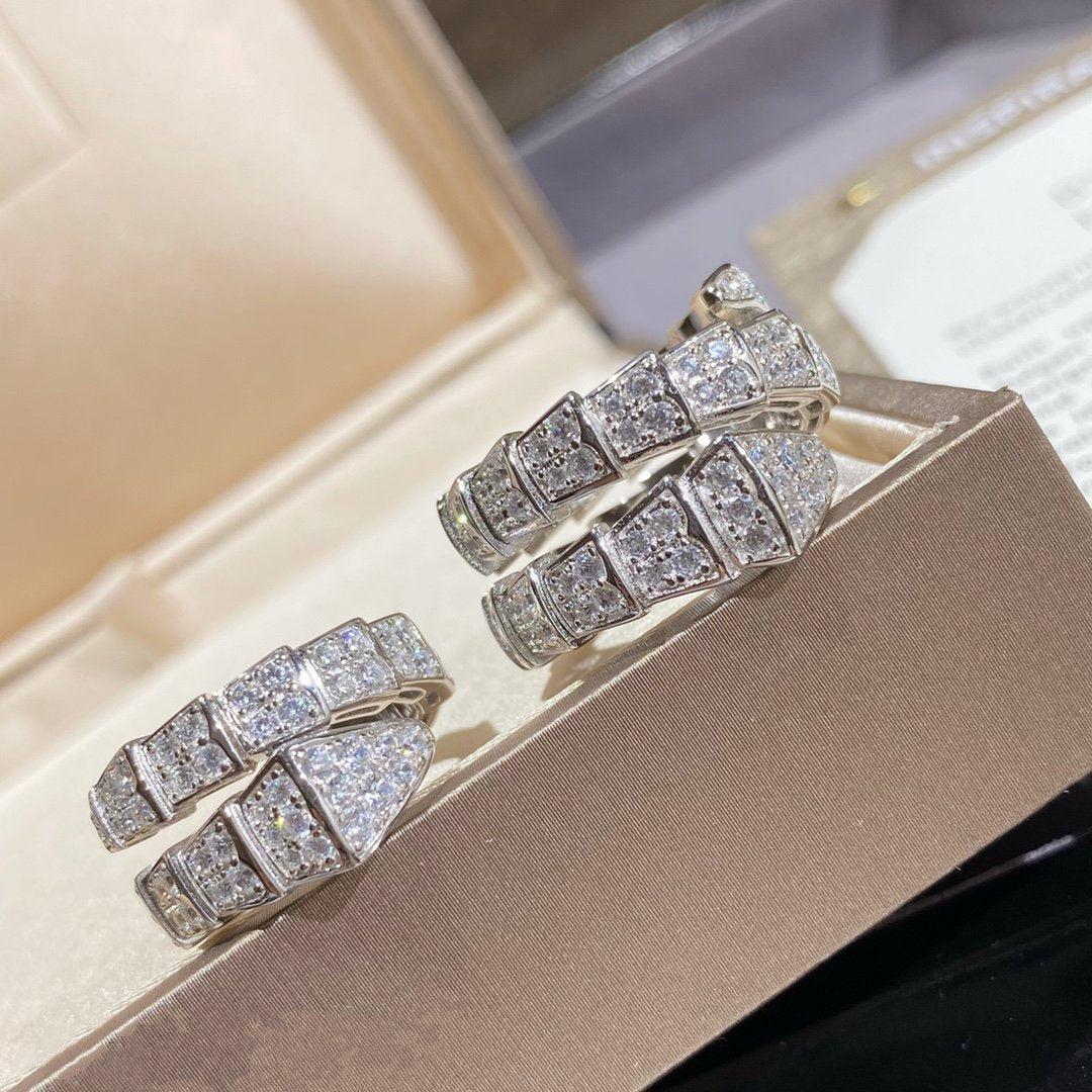 [Vintora]SERPENTI DOUBLE RING SILVER DIAMOND PAVED