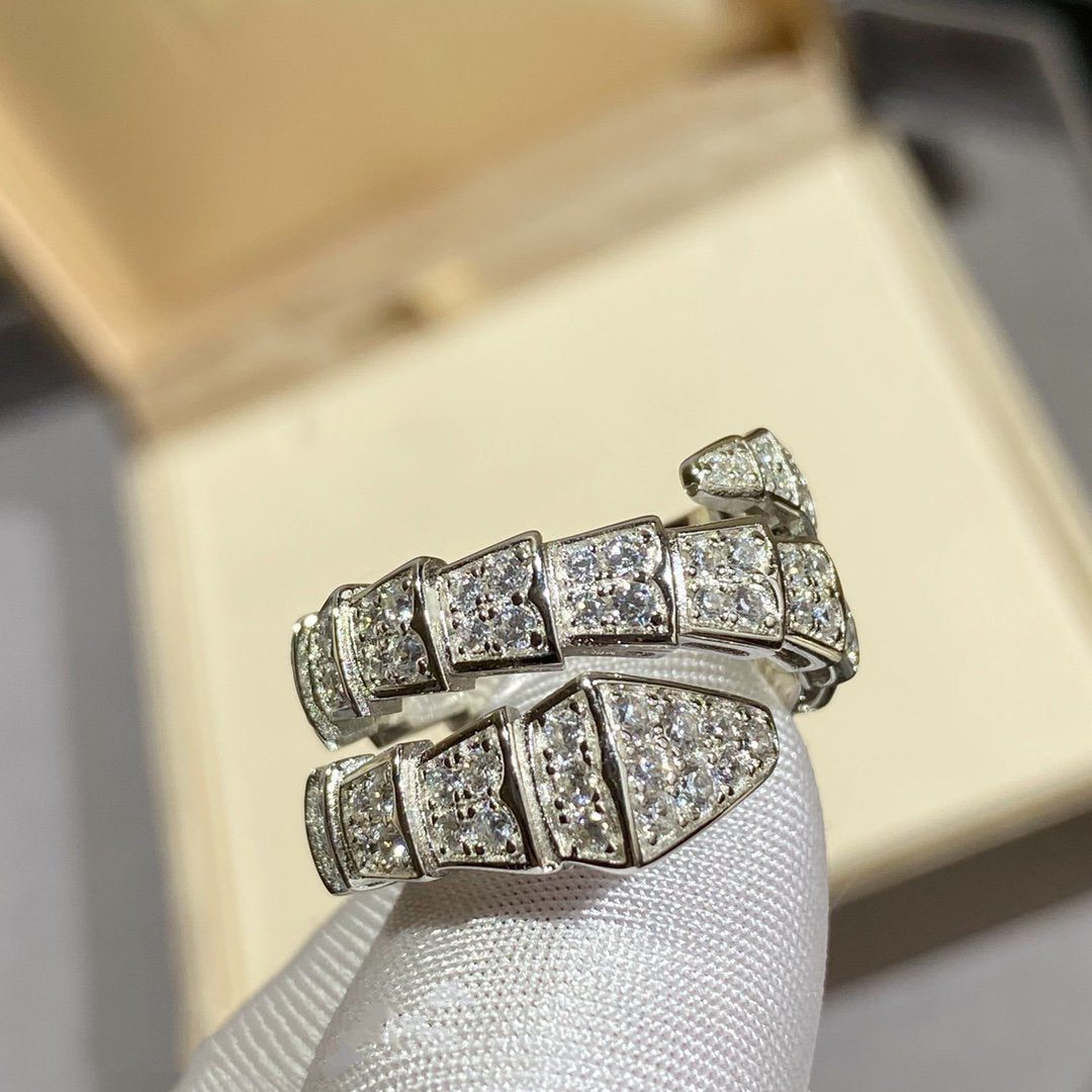 [Vintora]SERPENTI DOUBLE RING SILVER DIAMOND PAVED