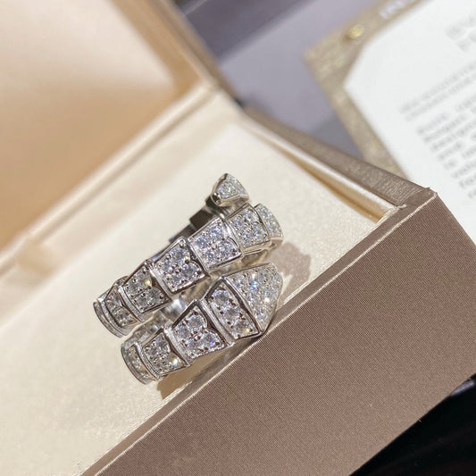 [Vintora]SERPENTI DOUBLE RING SILVER DIAMOND PAVED