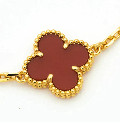 [?Vintora] CLOVER 5 MOTIF RED CORNELIAN BRACELET COLLECTION