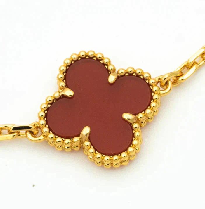 [?Vintora] CLOVER 5 MOTIF RED CORNELIAN BRACELET COLLECTION