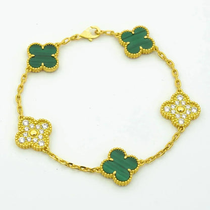 [?Vintora] CLOVER 5 MOTIF MALACHITE BRACELET COLLECTION