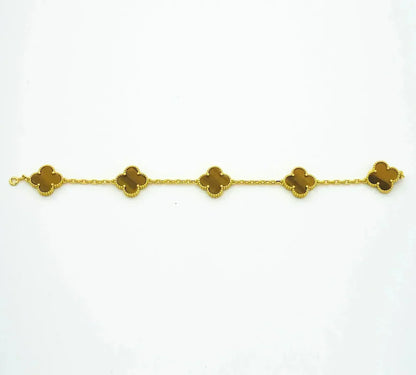 [?Vintora] CLOVER 5 MOTIFS TIGER EYE BRACELET COLLECTION