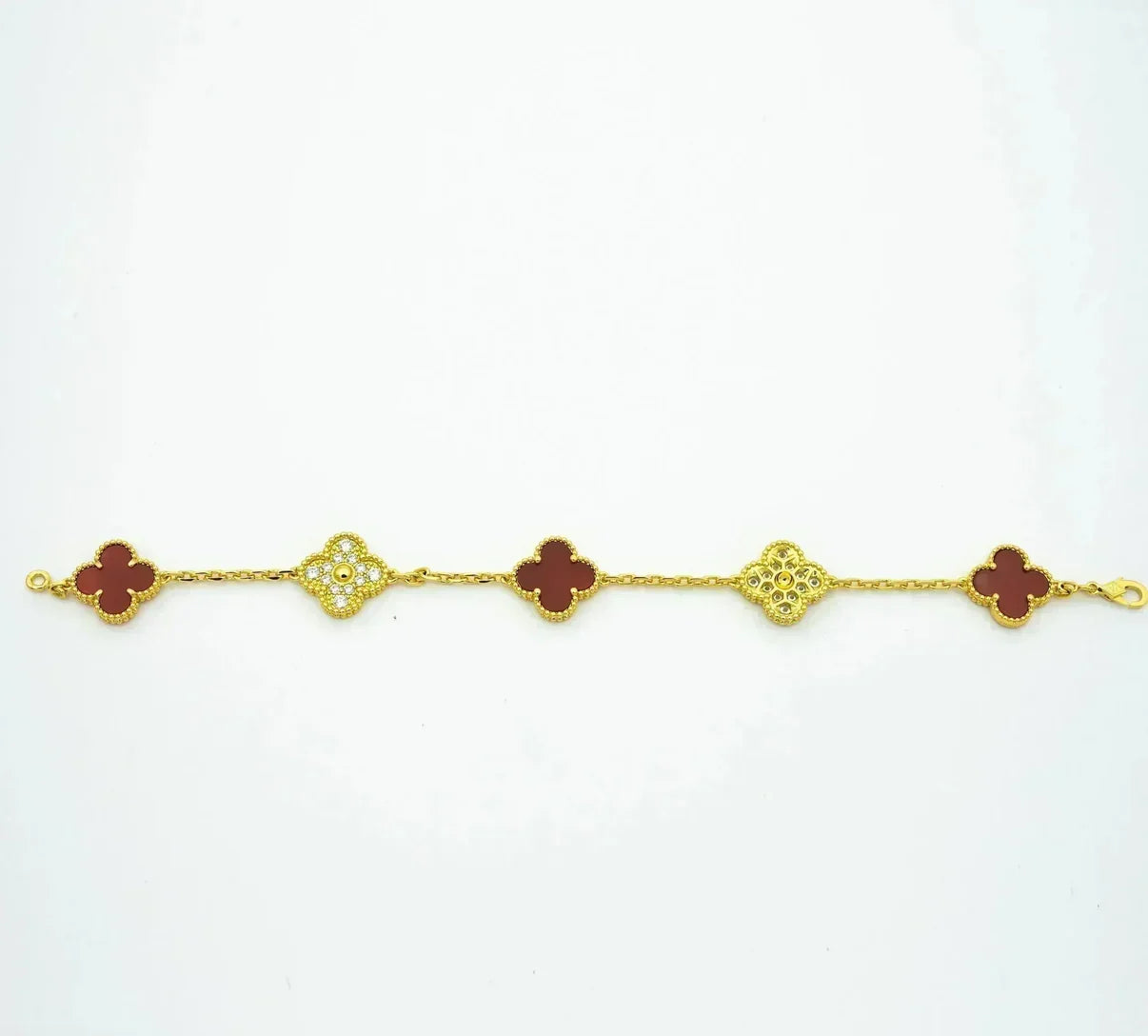 [?Vintora] CLOVER 5 MOTIF RED CORNELIAN BRACELET COLLECTION
