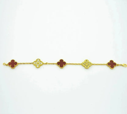 [?Vintora] CLOVER 5 MOTIF RED CORNELIAN BRACELET COLLECTION