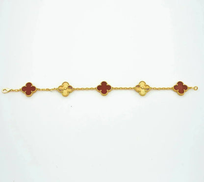 [?Vintora] CLOVER 5 MOTIF RED CORNELIAN BRACELET COLLECTION