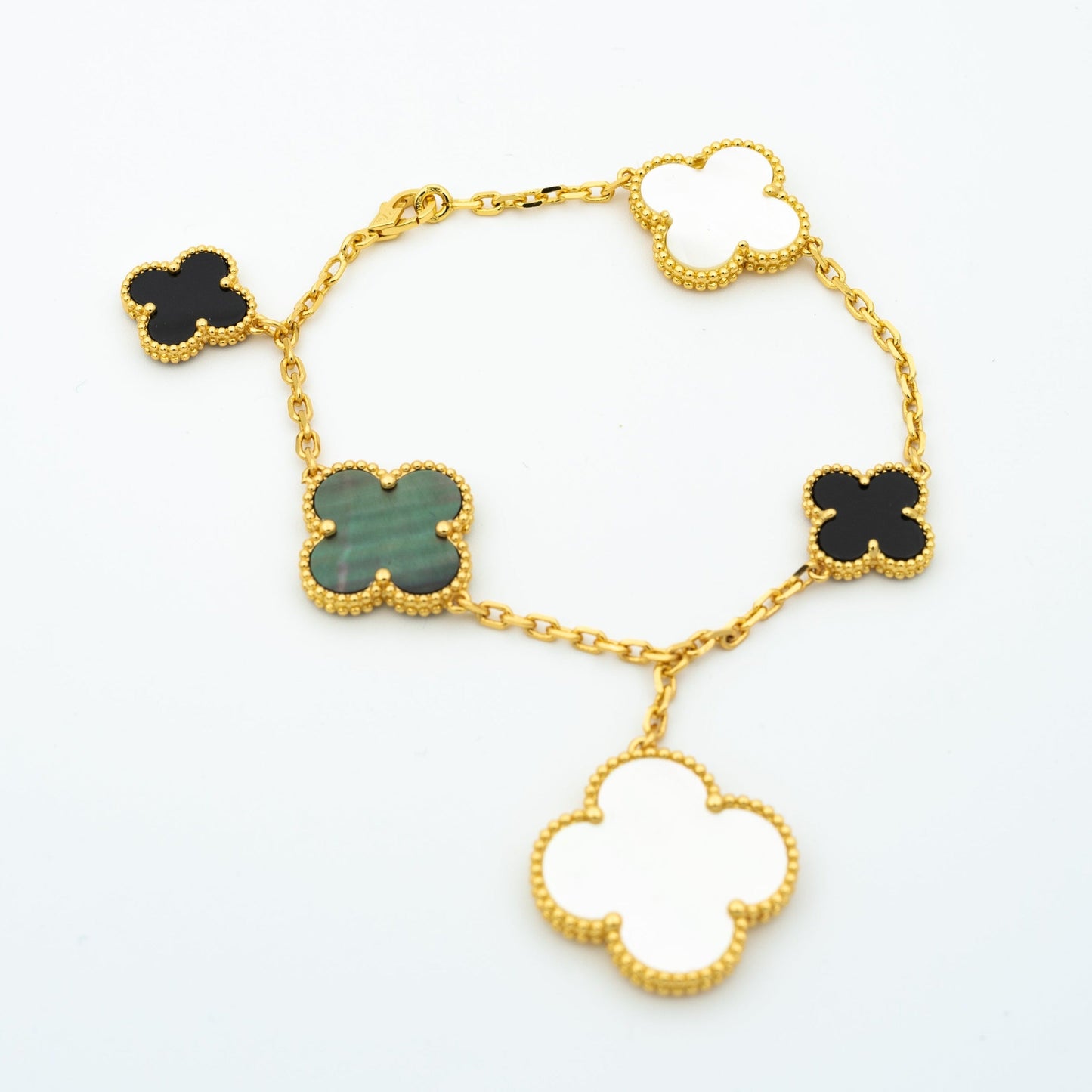 [Vintora]BRACELET CLOVER 5 MOTIFS ONYX NOP
