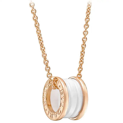 [Vintora]ZERO 1 WHITE CERAMIC PINK GOLD DIAMOND NECKLACE