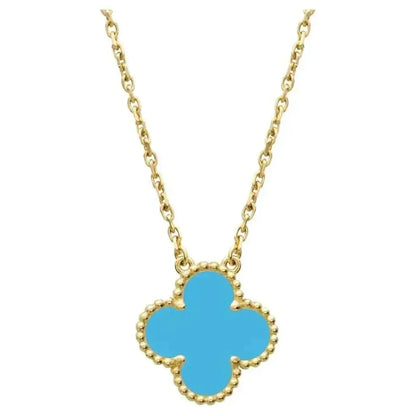 [Vintora]CLOVER 15MM VINTAGE TURQUOISE NECKLACE