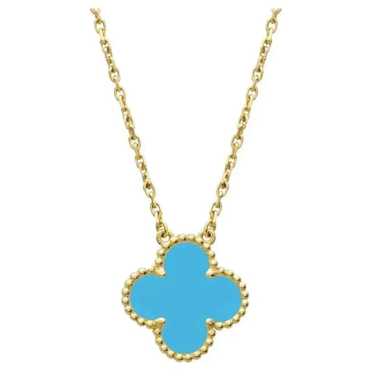 [Vintora]CLOVER 15MM VINTAGE TURQUOISE NECKLACE
