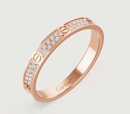 [Vintora]LOVE RING 2.6mm-wide full-diamond ring Rose Gold